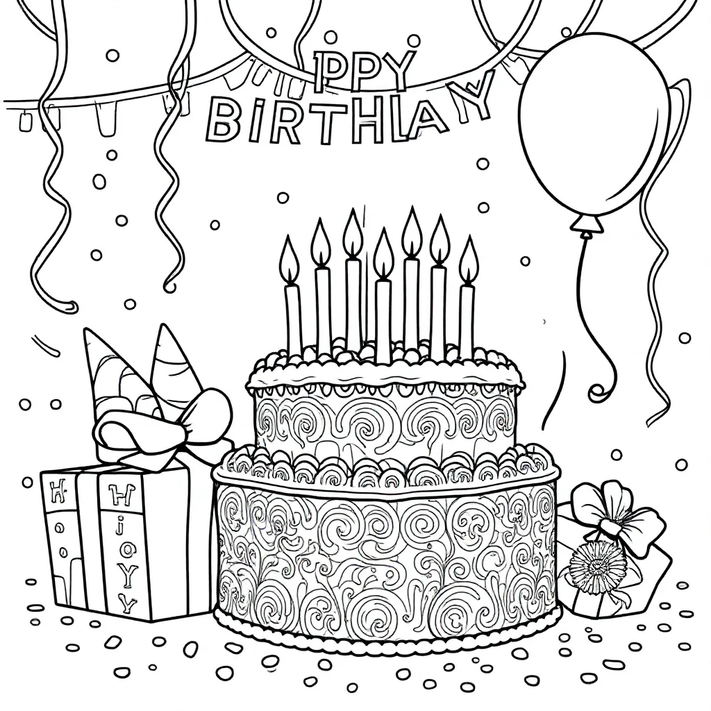 verjaardag 14 jaar oud kleurplaat voor kinderen