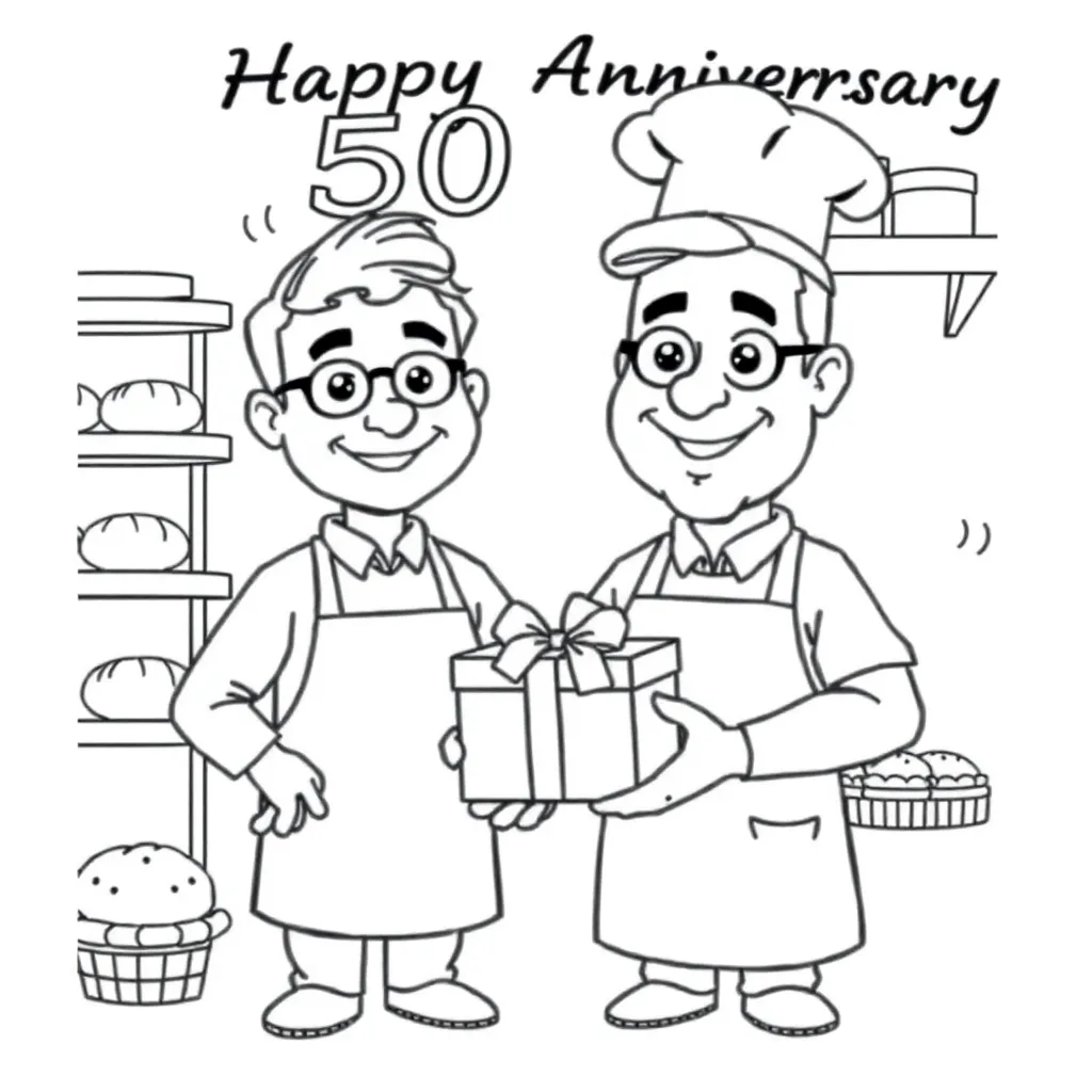 Verjaardag Bakker Cadeau Feest Cartoon coloring page for children