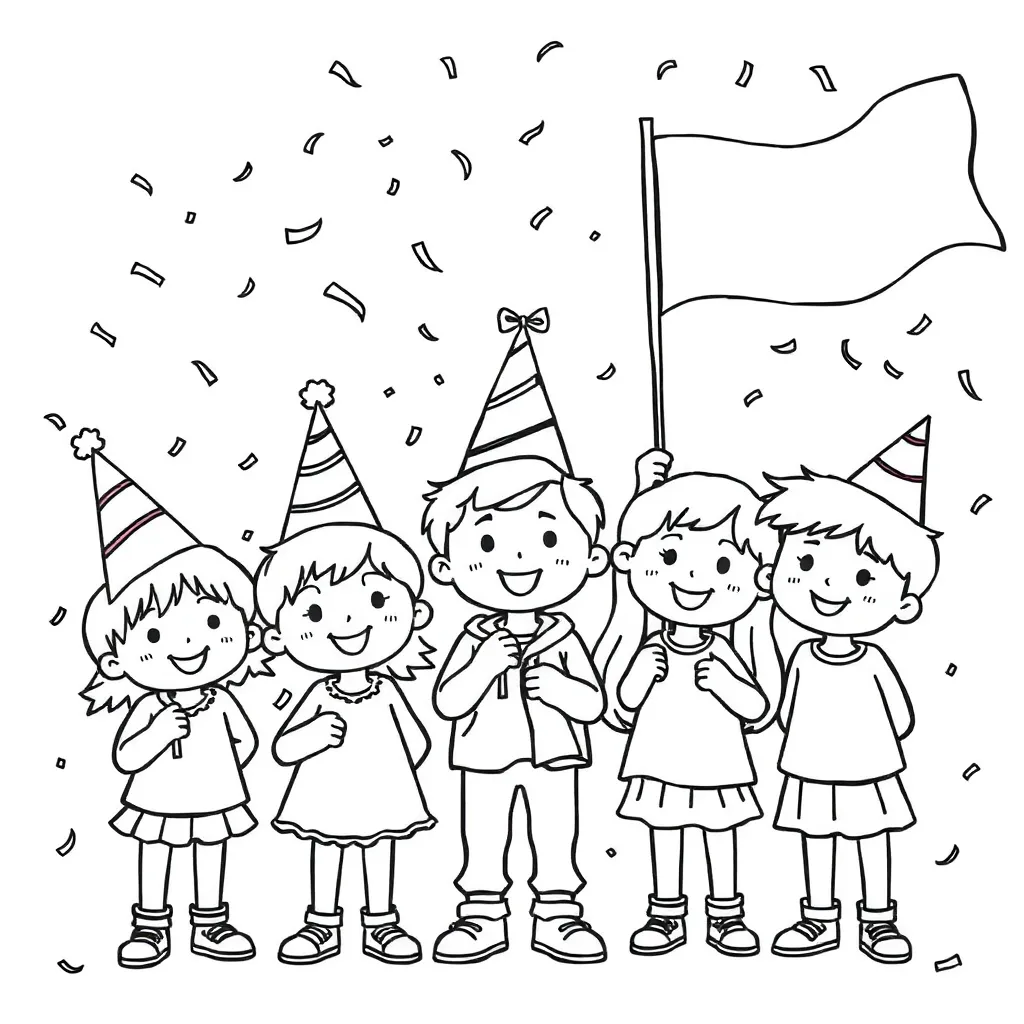 Verjaardag Kinderfeest Vrolijk Feestvieren Creatief coloring page for children