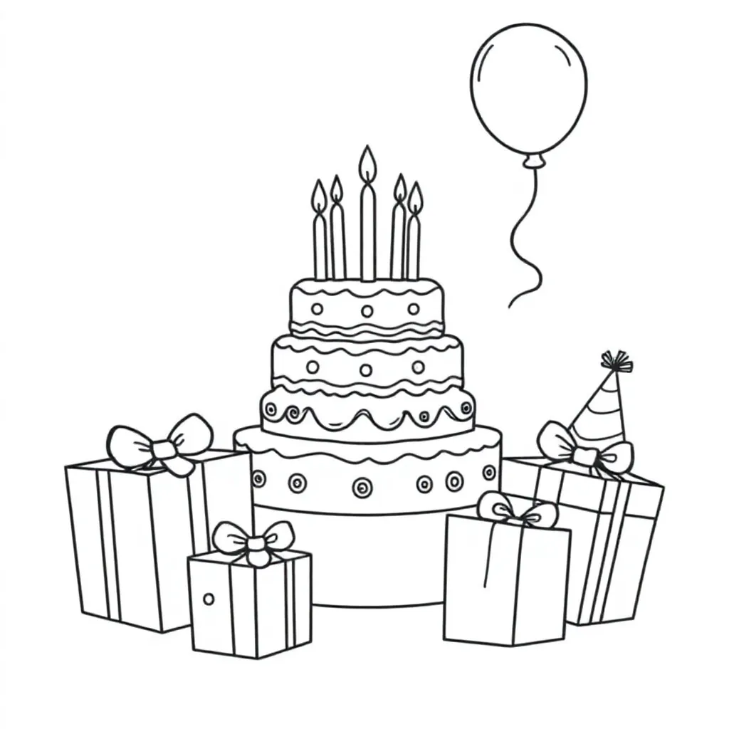 verjaardag coloring page for children