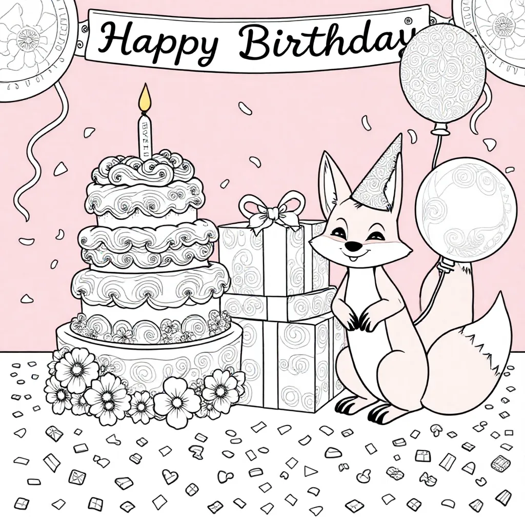 verjaardag coloring page for children