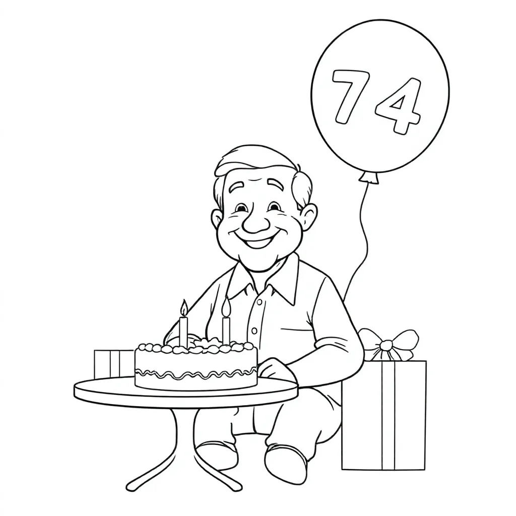 verjaardag opa 74 jaar coloring page for children