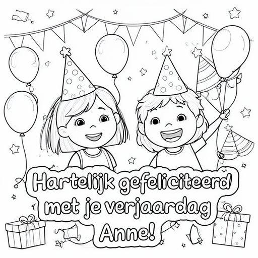 Verjaardag van beste vriendin kleurplaat voor kinderen