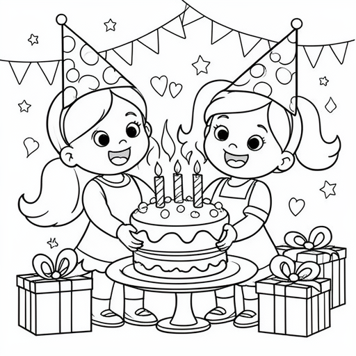 Verjaardag van beste vriendin kleurplaat voor kinderen