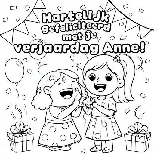 Verjaardag van beste vriendin kleurplaat voor kinderen