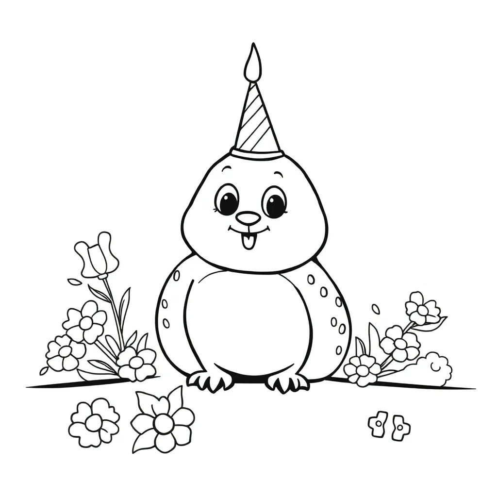 Verjaardagscadeau coloring page for children