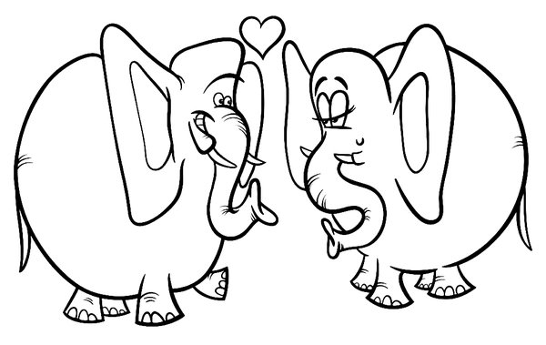 Verliebte Elefanten coloring page for children