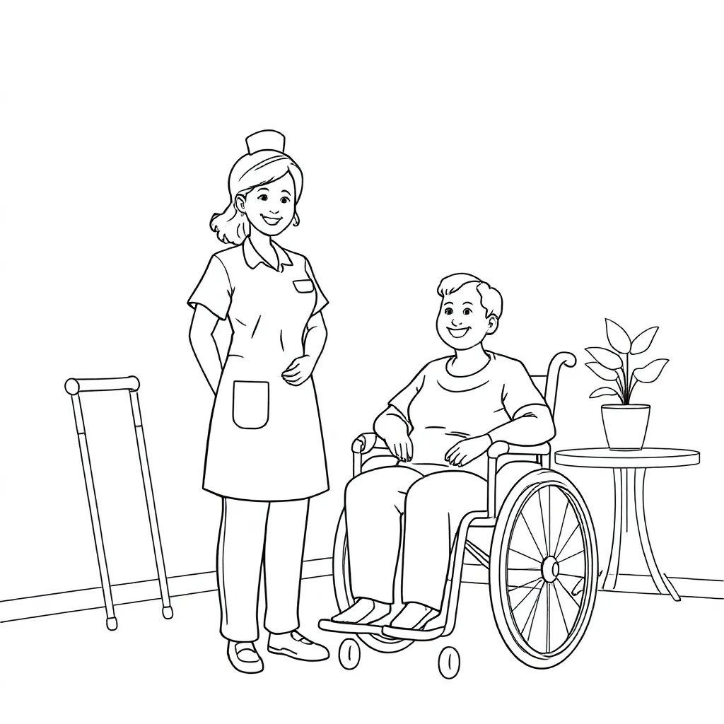 verpleegkundige op een revalidatie afdeling coloring page for children