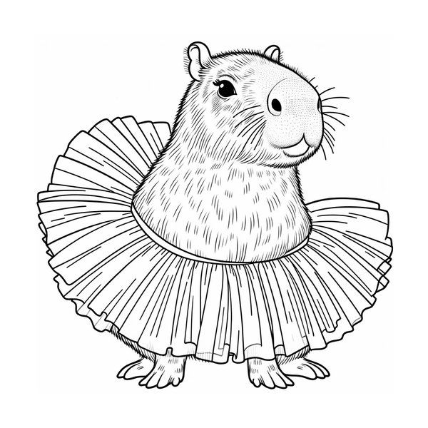 Vestido Tutú Capibara coloring page for children