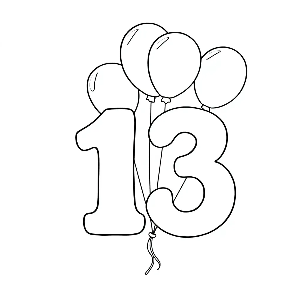 Vierjaardag Kleurplaat 13 Jaar Oud coloring page for children