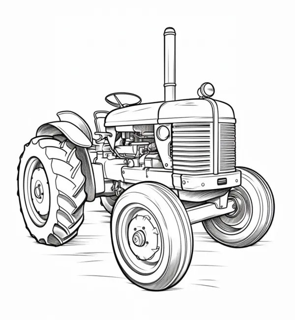 Vieux Tracteur Classique coloring page for children
