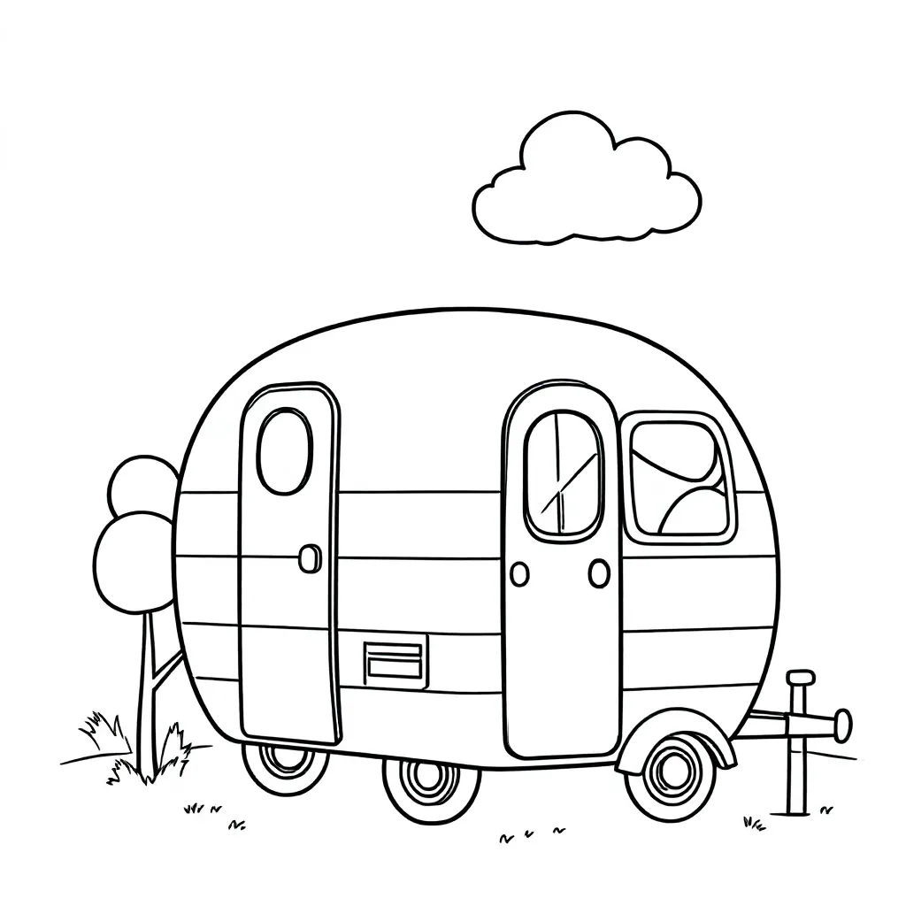 Vintage Caravan coloring page for children