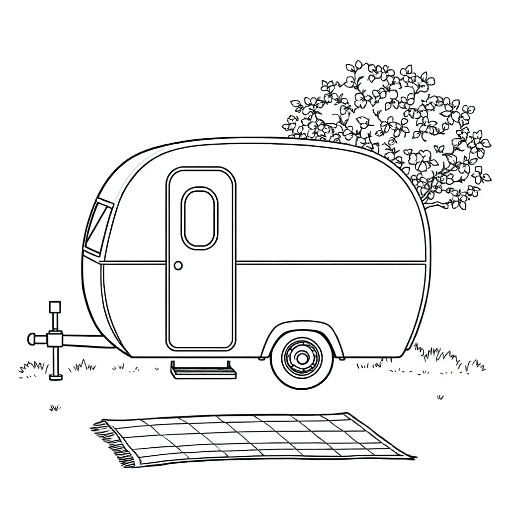 Vintage Caravan coloring page for children