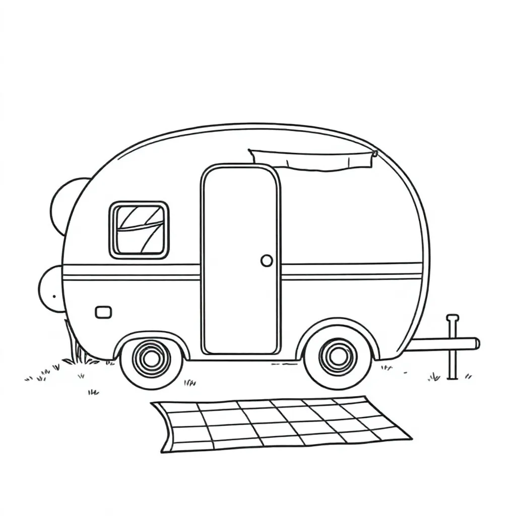 Vintage Caravan coloring page for children