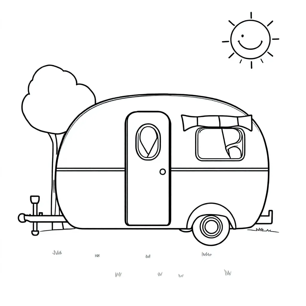 Vintage Caravan coloring page for children