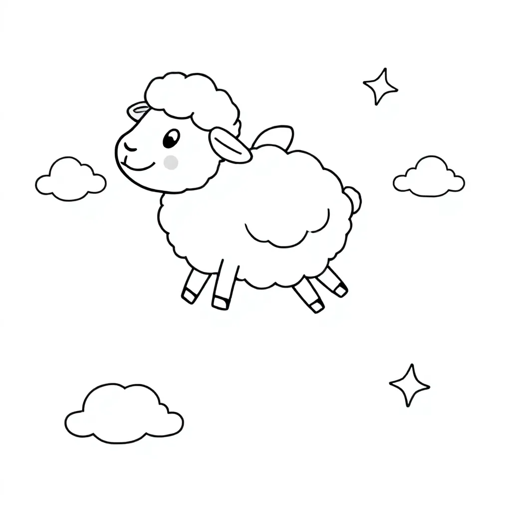 Vliegend schaap coloring page for children