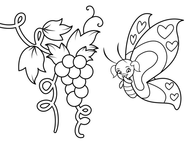 Vlinder Druiven coloring page for children