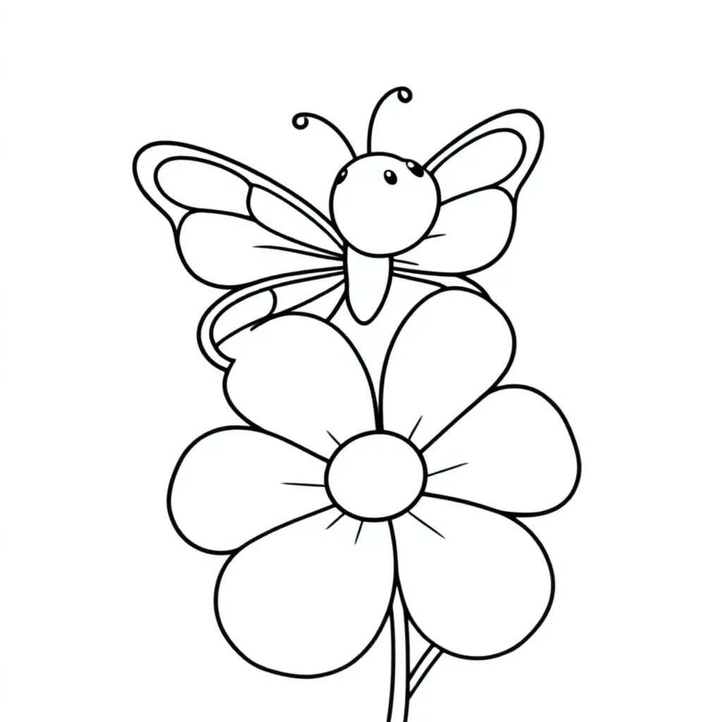 een kleurrijke vlinder op een bloem kleurplaat voor kinderen