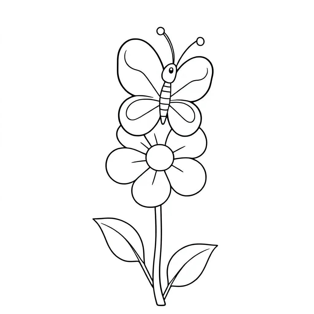 een kleurrijke vlinder op een bloem kleurplaat voor kinderen
