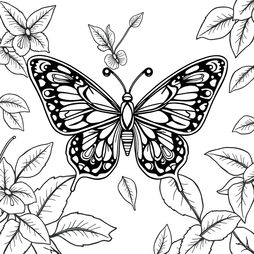 Vlinders Natuur Lente Gedetailleerd Artistiek coloring page for children
