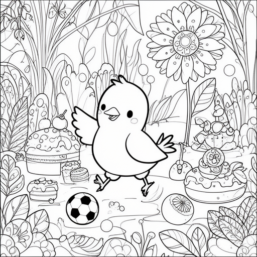 voetbal vogel  vogel vogel cupcake ijs Voetbal Bloem kleurplaat voor kinderen