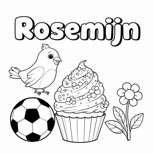 voetbal vogel  vogel vogel cupcake ijs Voetbal Bloem kleurplaat voor kinderen