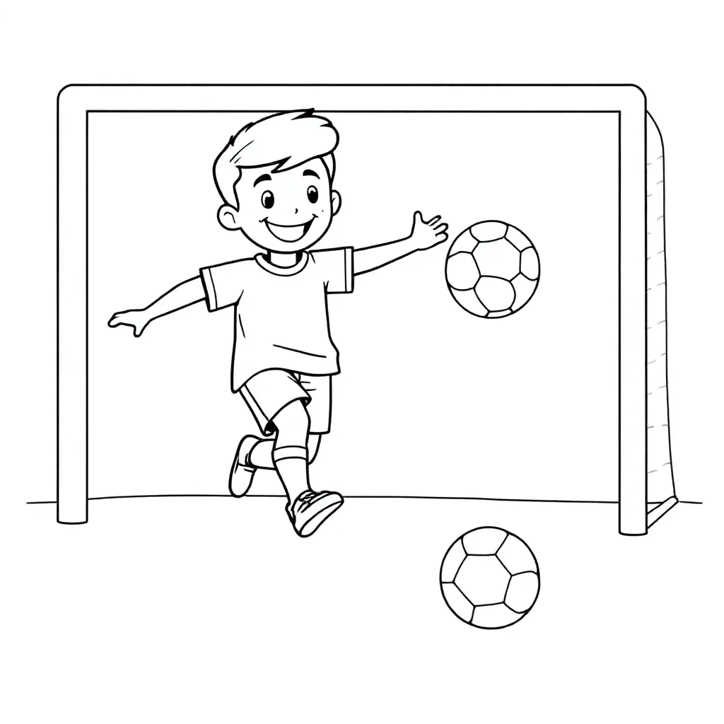Voetballer Die In Het Doel Trapt coloring page for children