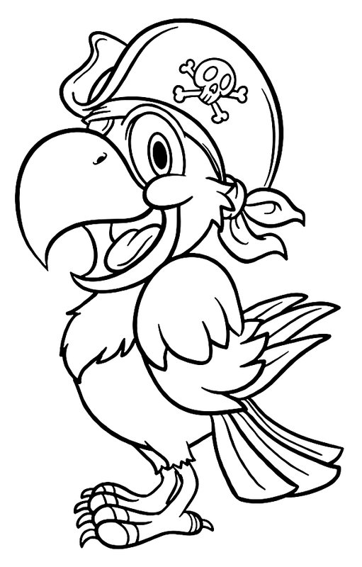 Vogels Kapitein Papegaai coloring page for children