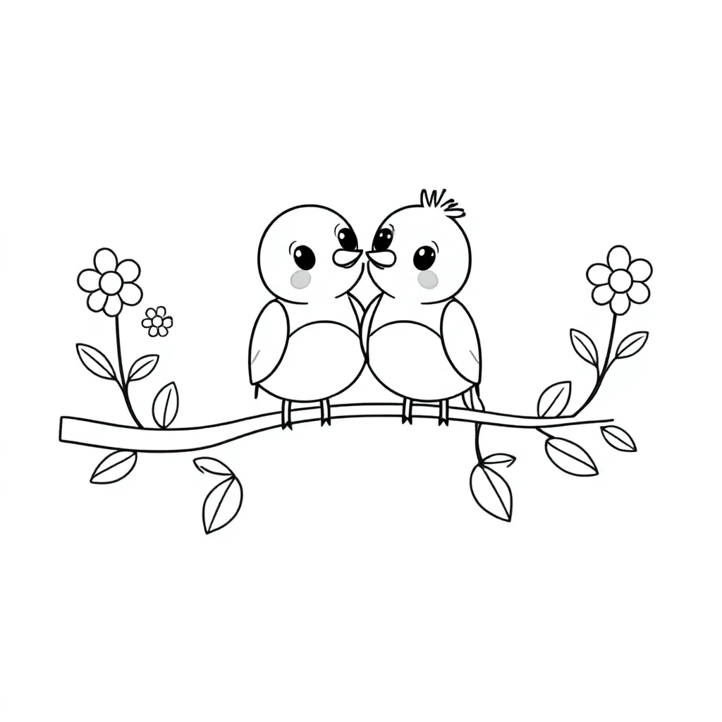 Vogeltjes coloring page for children