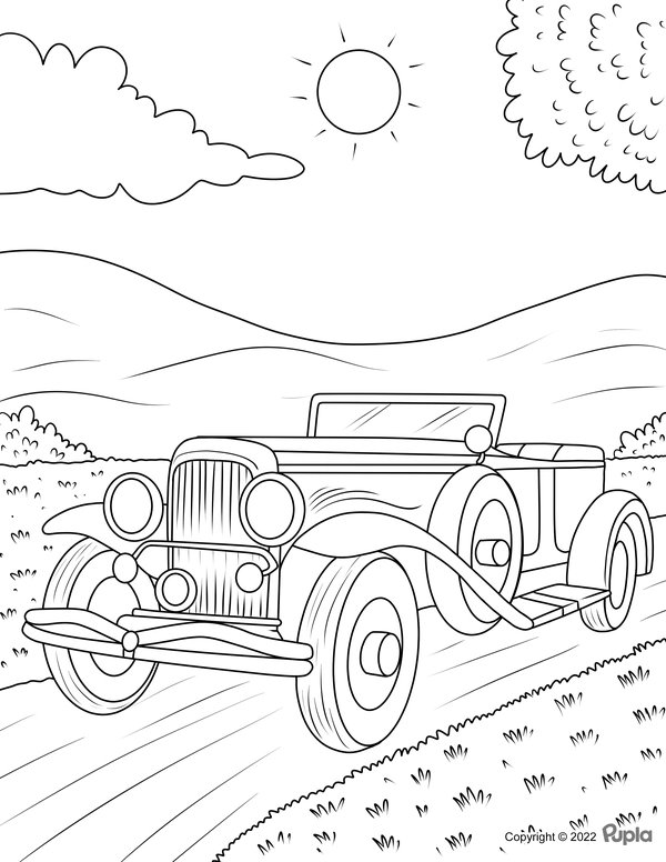 Voitures Oldtimer Au Soleil coloring page for children