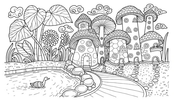 Volwassenen Fantasie Wereld coloring page for children