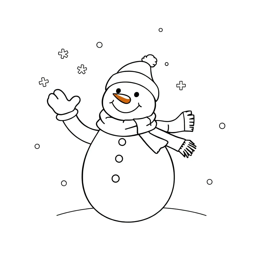 Vrolijke Sneeuwman coloring page for children