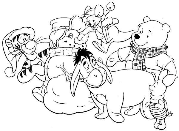 Weihnachten Winnie the Pooh coloring page for children
