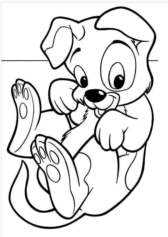 Welpe auf dem Rücken liegend coloring page for children