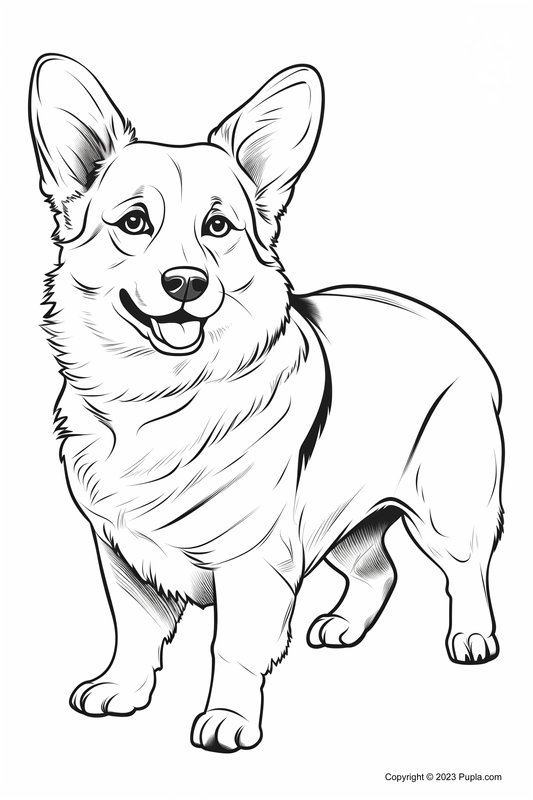 Welsh Corgi Pembroke Realiste coloring page for children