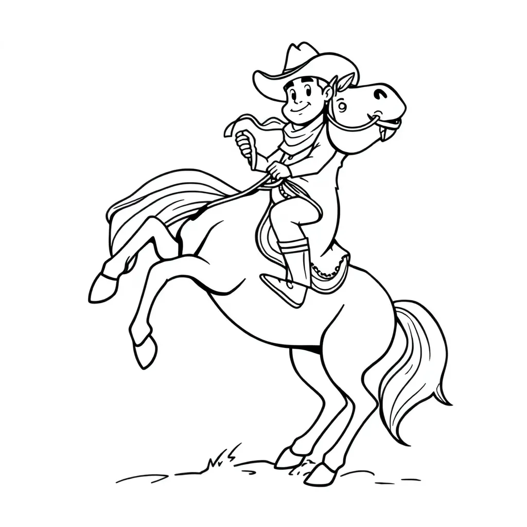 Wilde Westen Cowboy Paard Rodeo coloring page for children