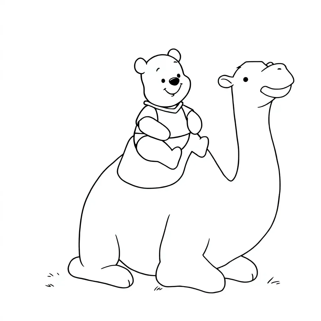 Winnie De Pooh Op Een Kameel coloring page for children