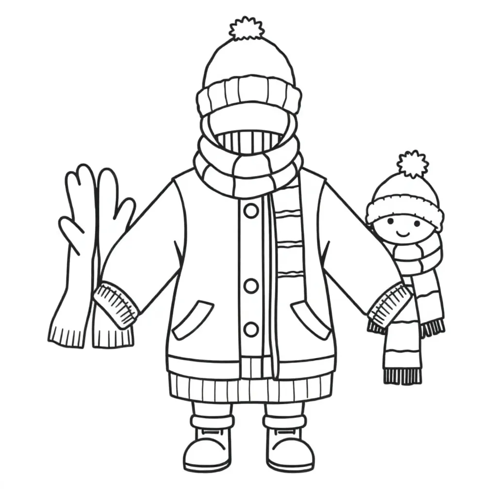 Winter Kleding Cartoon Educatief Seizoen coloring page for children