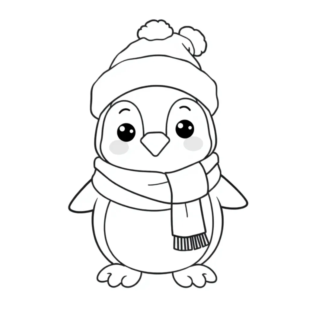 Winter Pinguin Gezellig Seizoenen Kinderen coloring page for children