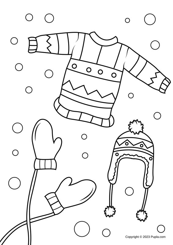 Winterkleding coloring page for children