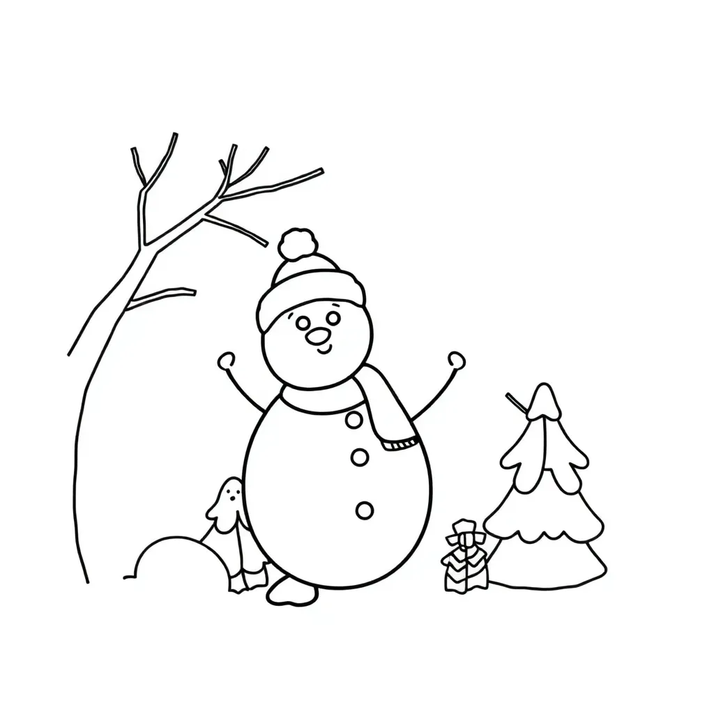 Winterpret Feestdagen Seizoenen Kerstmis Sneeuwpret coloring page for children