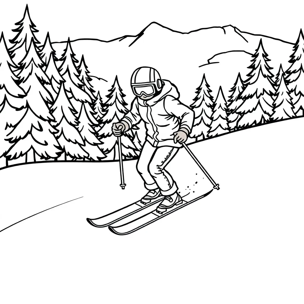 Wintersport coloring page for children