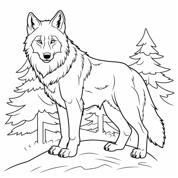Wolf schaut in die Kamera coloring page for children