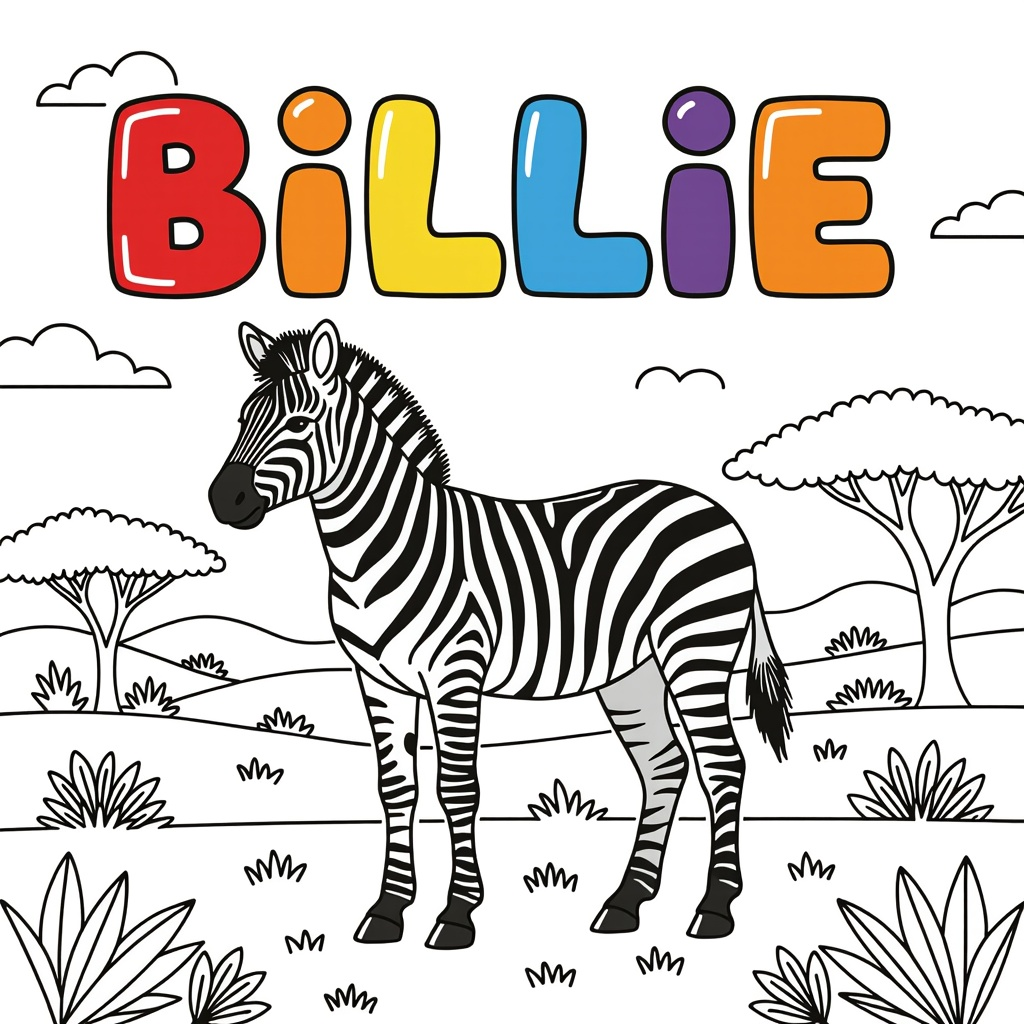 zebra coloring page for children
