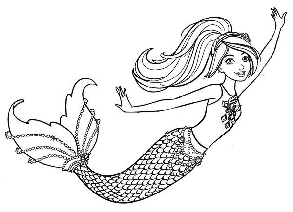 Zeemeermin Barbie coloring page for children