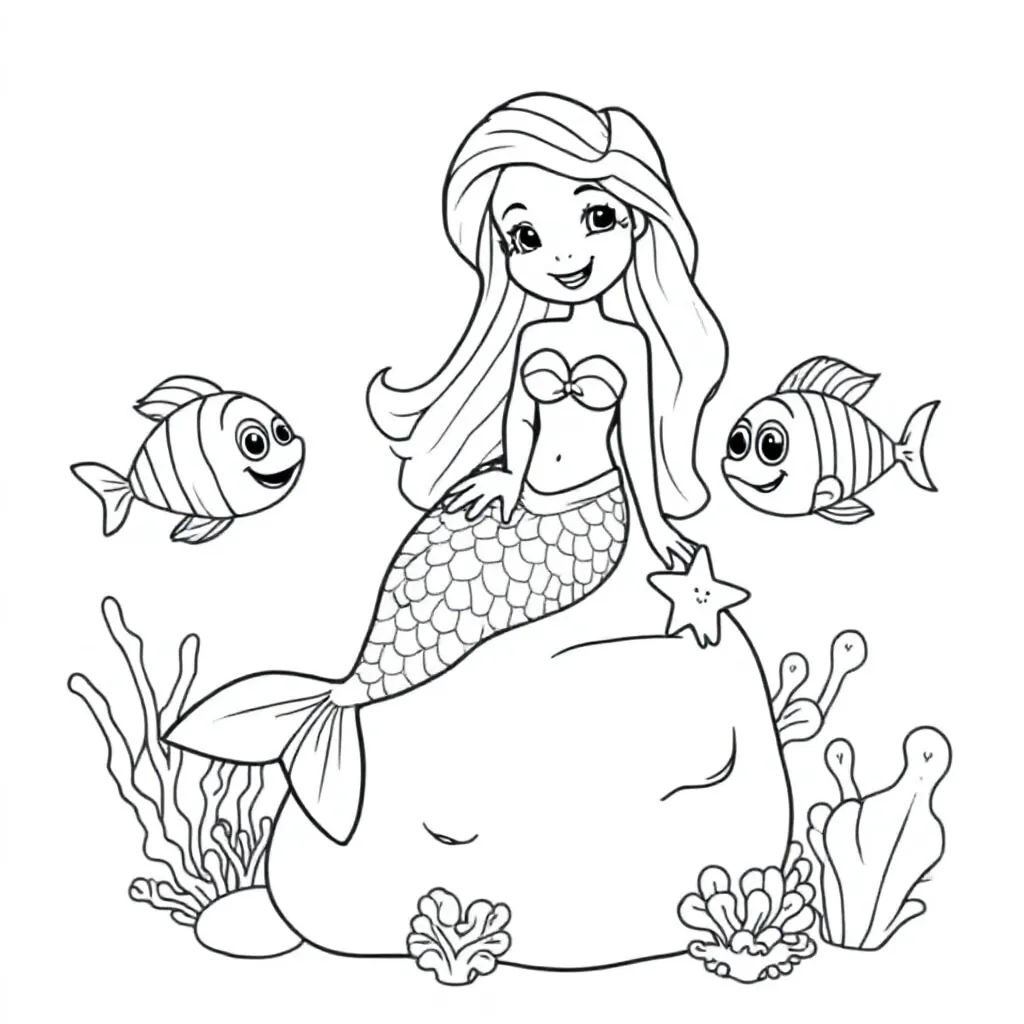 Zeemeermin coloring page for children