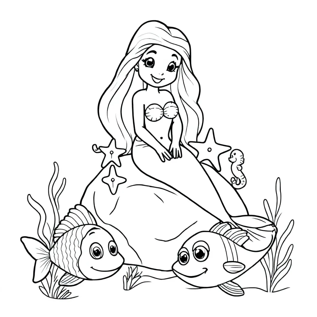Zeemeermin coloring page for children