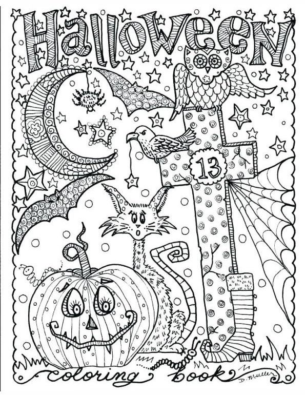 Zentangle D Halloween coloring page for children