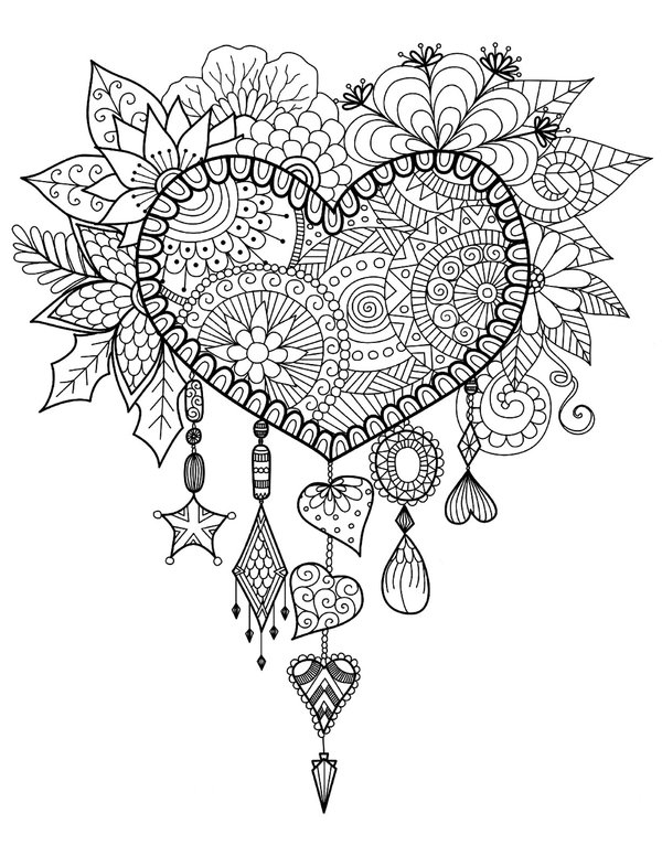 Zentangle Hart Volwassenen coloring page for children