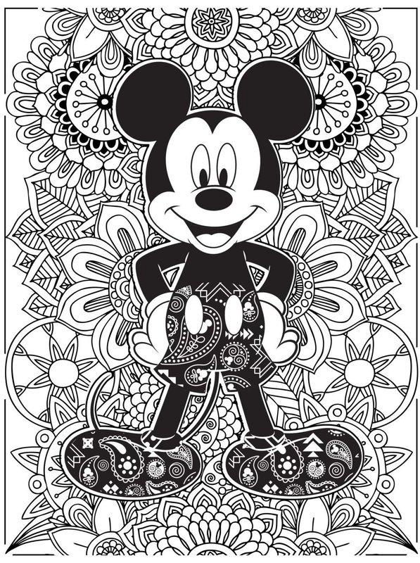 Zentangle Mickey Mouse coloring page for children